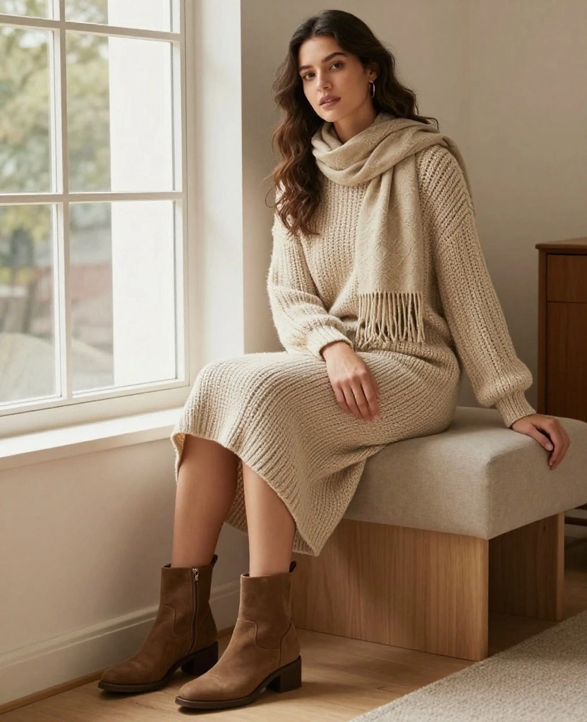 30 Chic Skirt Outfit Ideas to Elevate Your Style for Every Occasion - 12. Cozy and Chic with a Knitted Midi Skirt 1