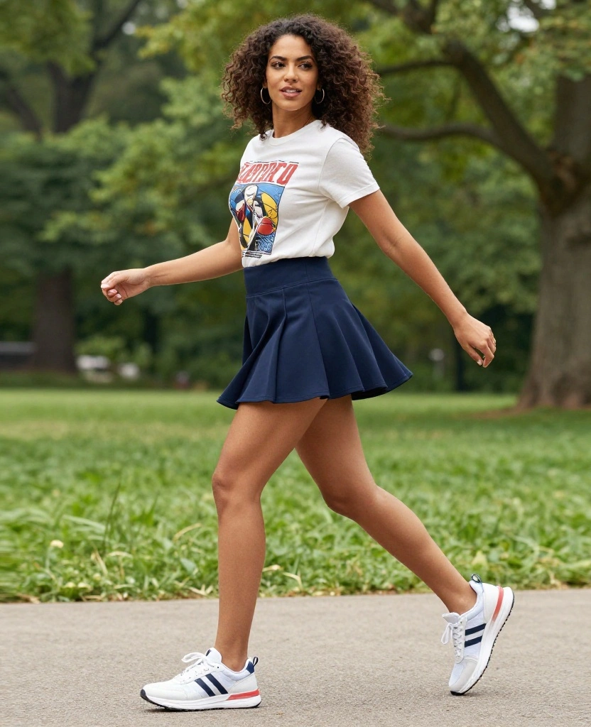 30 Chic Skirt Outfit Ideas to Elevate Your Style for Every Occasion - 4. Sporty Vibes with a Skater Skirt 1