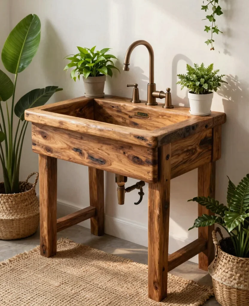 Charming Rustic Bathroom Sink Ideas to Transform Your Space into a Cozy Retreat - 1. Reclaimed Wood Sinks: Nature's Charm 1
