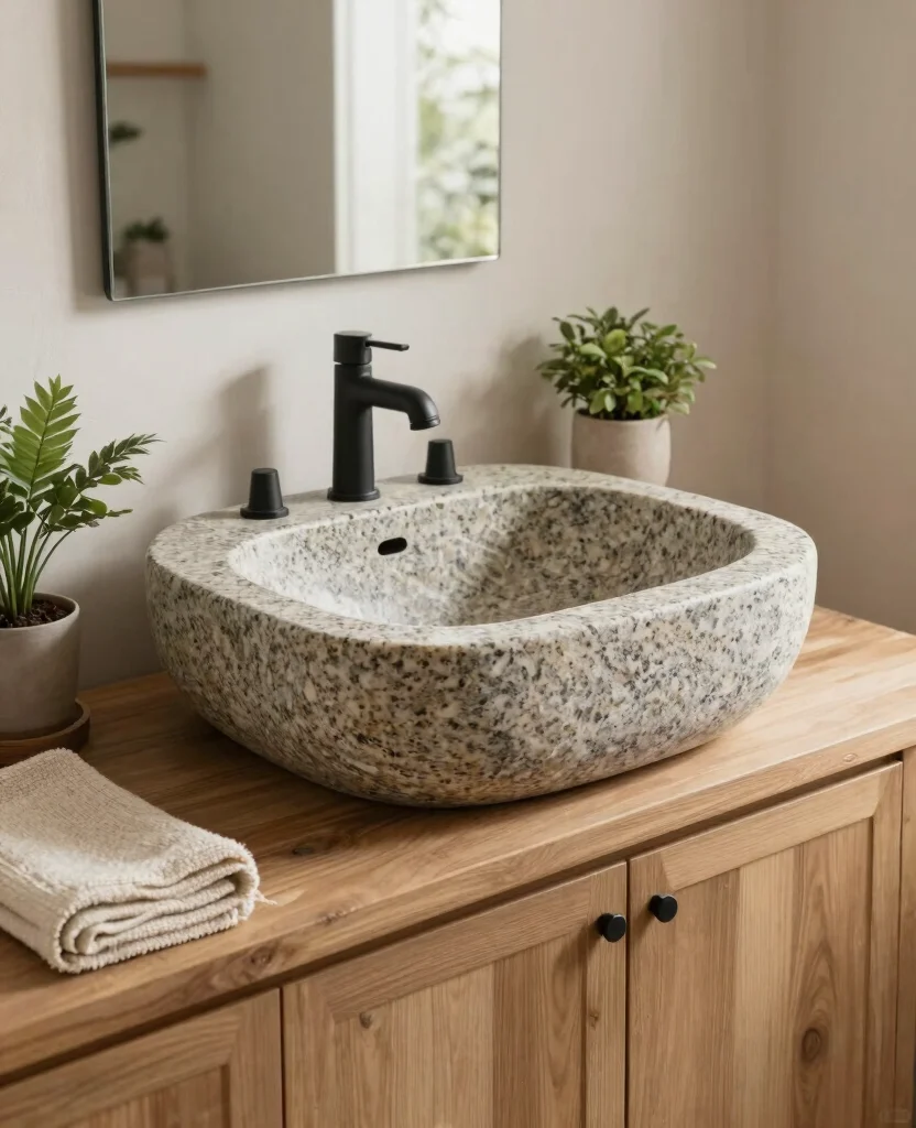 Charming Rustic Bathroom Sink Ideas to Transform Your Space into a Cozy Retreat - 3. Stone Sinks: Earthy and Elegant 1