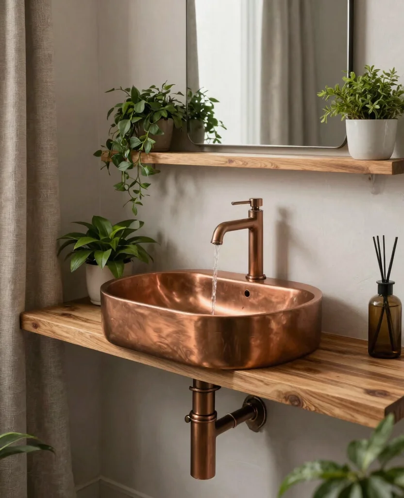 Charming Rustic Bathroom Sink Ideas to Transform Your Space into a Cozy Retreat - 4. Industrial-Style Metal Sinks: A Modern Twist 1