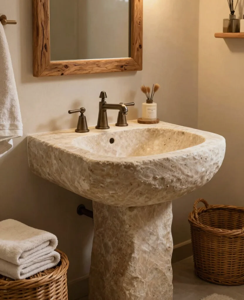 Charming Rustic Bathroom Sink Ideas to Transform Your Space into a Cozy Retreat - 9. Rustic Trough Sinks: A Unique Approach 1