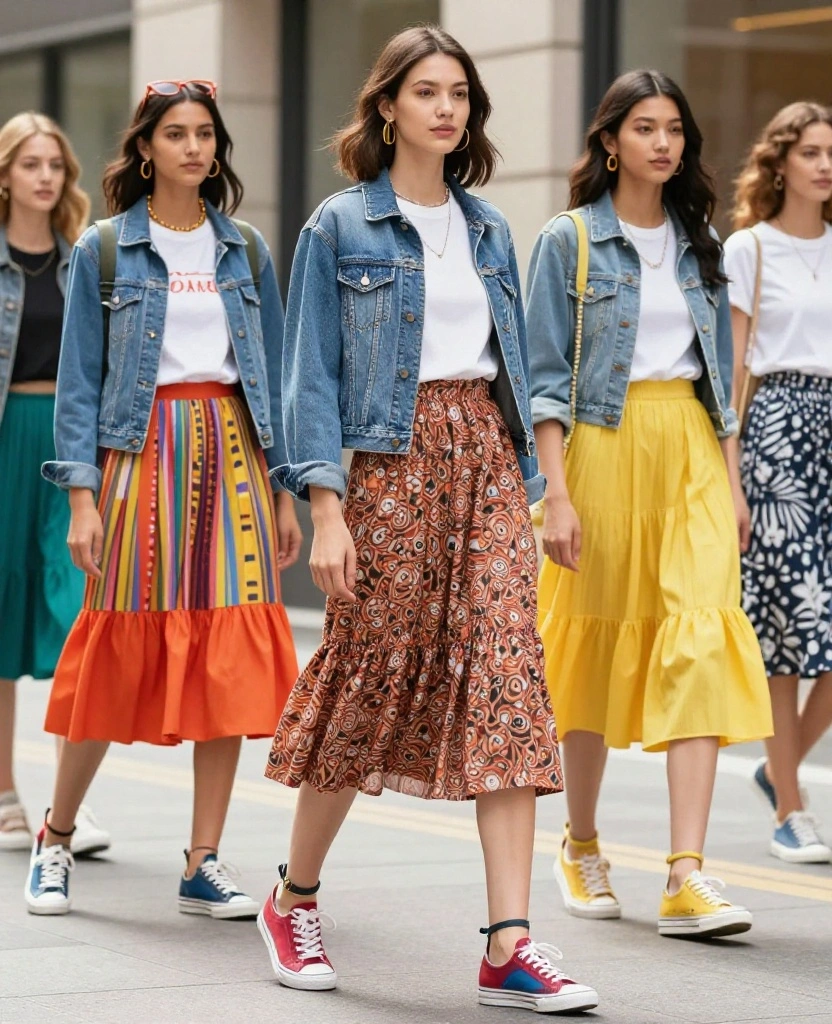 Chic Ways to Style a Skirt with Sneakers for Effortless Everyday Glam - 6. Layered Skirt with Ankle Sneakers 1