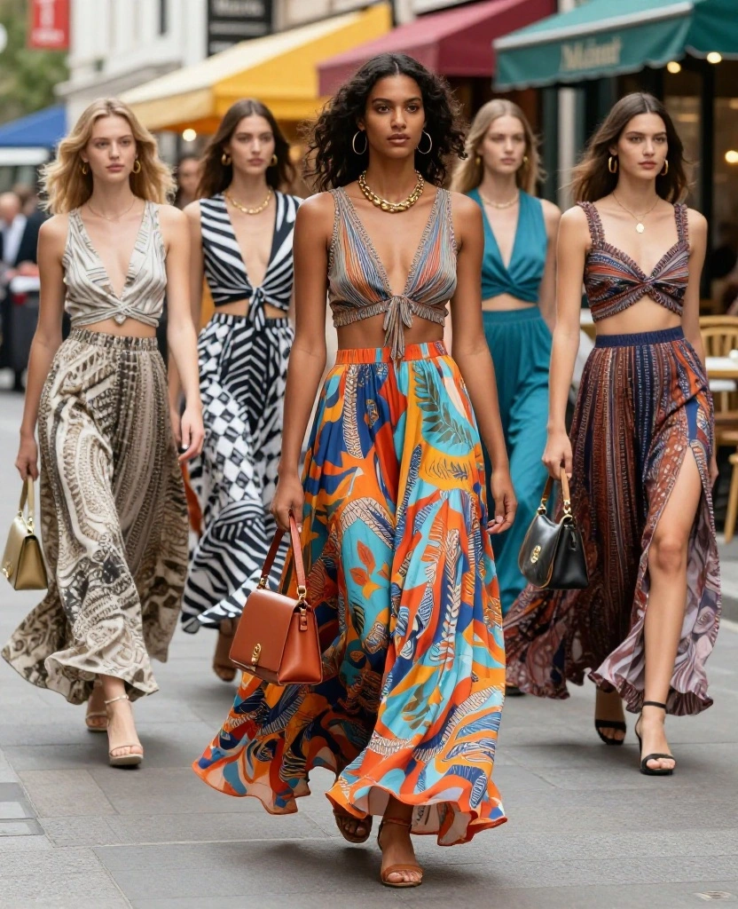 Explore the Hottest Skirt and Top Styles to Elevate Your Fashion Game This Season - 1. Flowy Maxi Skirts with Cropped Tops 1