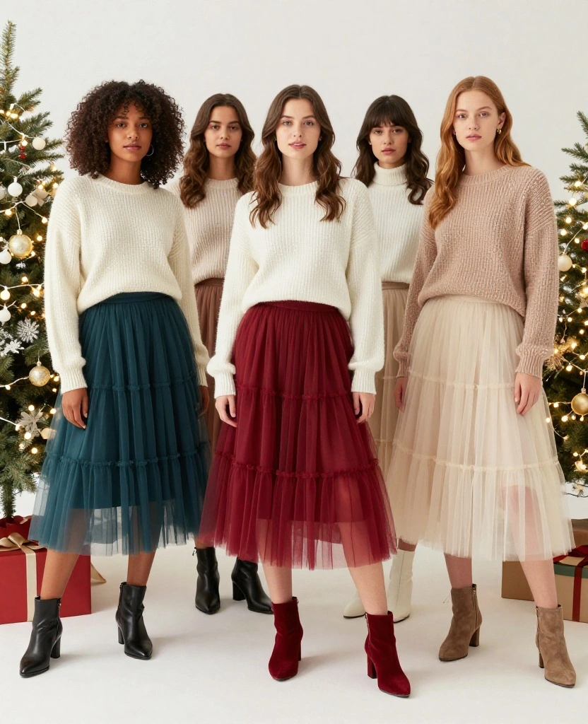 Explore the Hottest Skirt and Top Styles to Elevate Your Fashion Game This Season - 10. Tulle Skirts with Sweaters 1