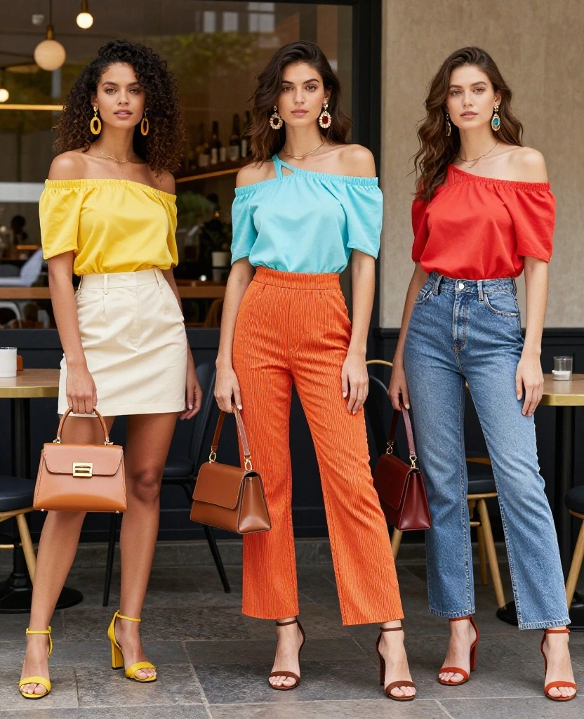 Explore the Hottest Skirt and Top Styles to Elevate Your Fashion Game This Season - 2. A-Line Skirts with Off-Shoulder Tops 1
