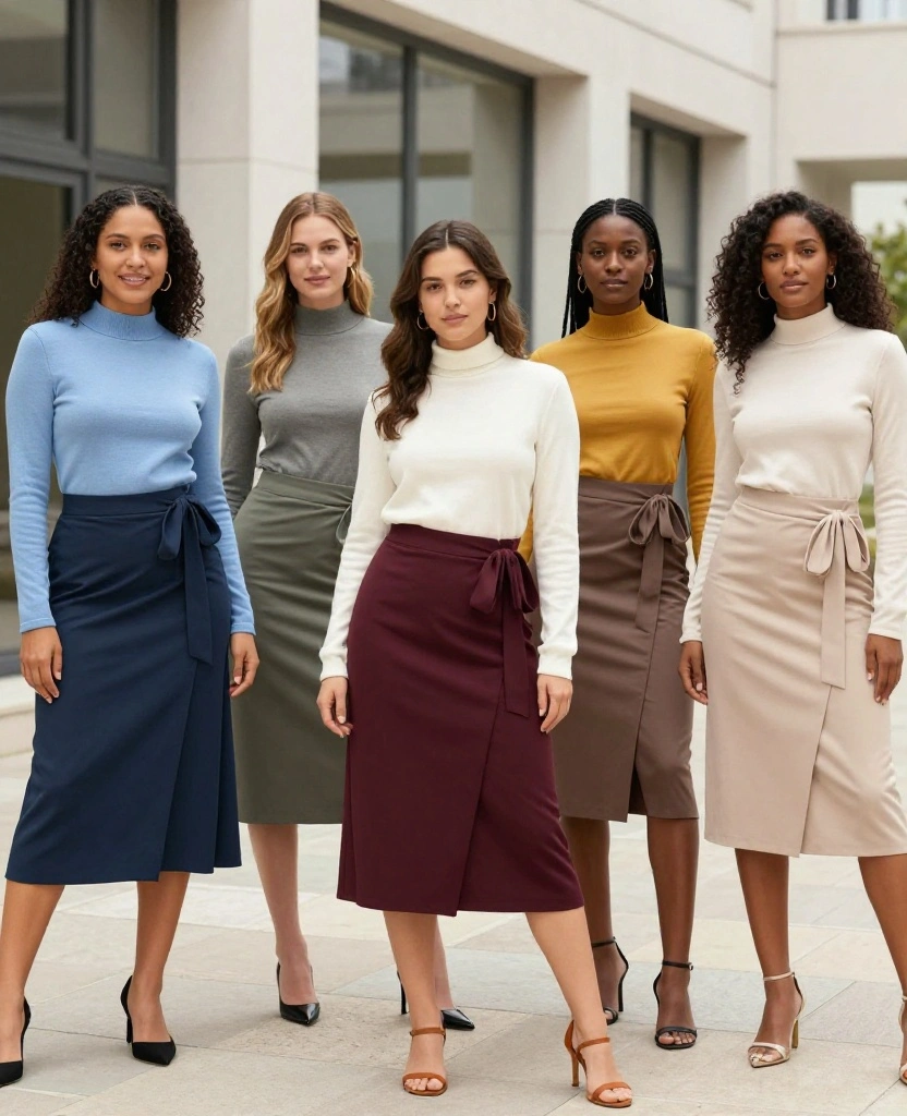 Explore the Hottest Skirt and Top Styles to Elevate Your Fashion Game This Season - 6. Wrap Skirts with Turtlenecks 1