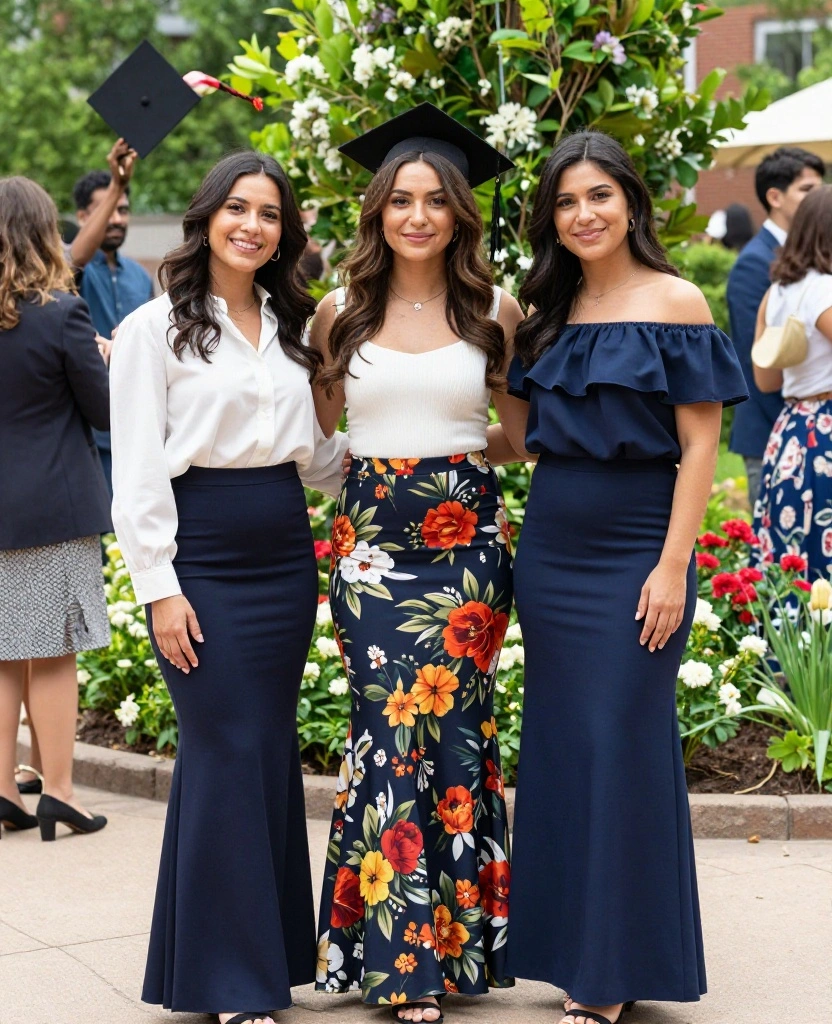 Stylish Skirt Graduation Outfit Ideas to Celebrate Your Big Day in Style - 1. Flared Maxi Skirt with a Chic Top 1