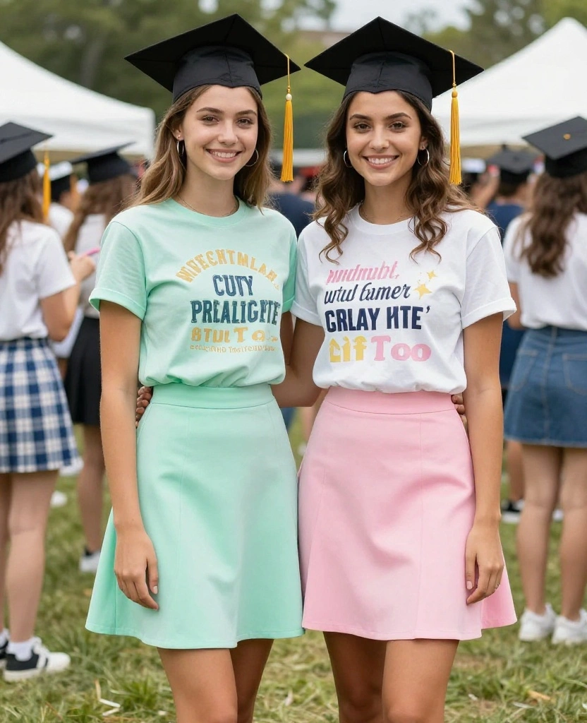 Stylish Skirt Graduation Outfit Ideas to Celebrate Your Big Day in Style - 2. Stylish A-Line Skirt with a Graphic Tee 1