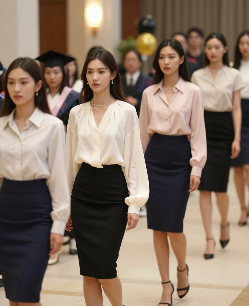 Stylish Skirt Graduation Outfit Ideas to Celebrate Your Big Day in Style - 3. Chic Pencil Skirt with a Loose Blouse 1