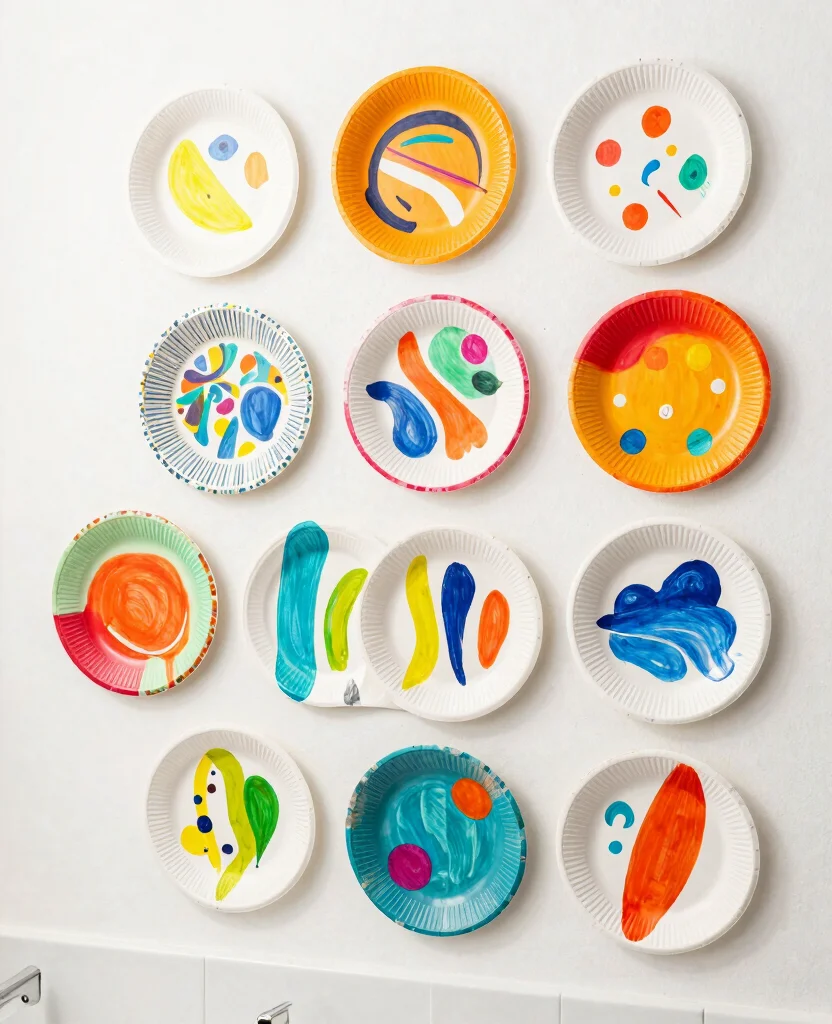 Transform Your Bathroom with Dollar Store DIY Decor: Wall Art & Organizing Ideas! - 3. DIY Art from Paper Plates and Paint 1