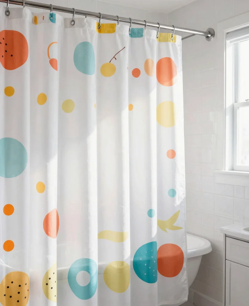 Transform Your Bathroom with Dollar Store DIY Decor: Wall Art & Organizing Ideas! - 5. Transform a Dollar Store Shower Curtain 1