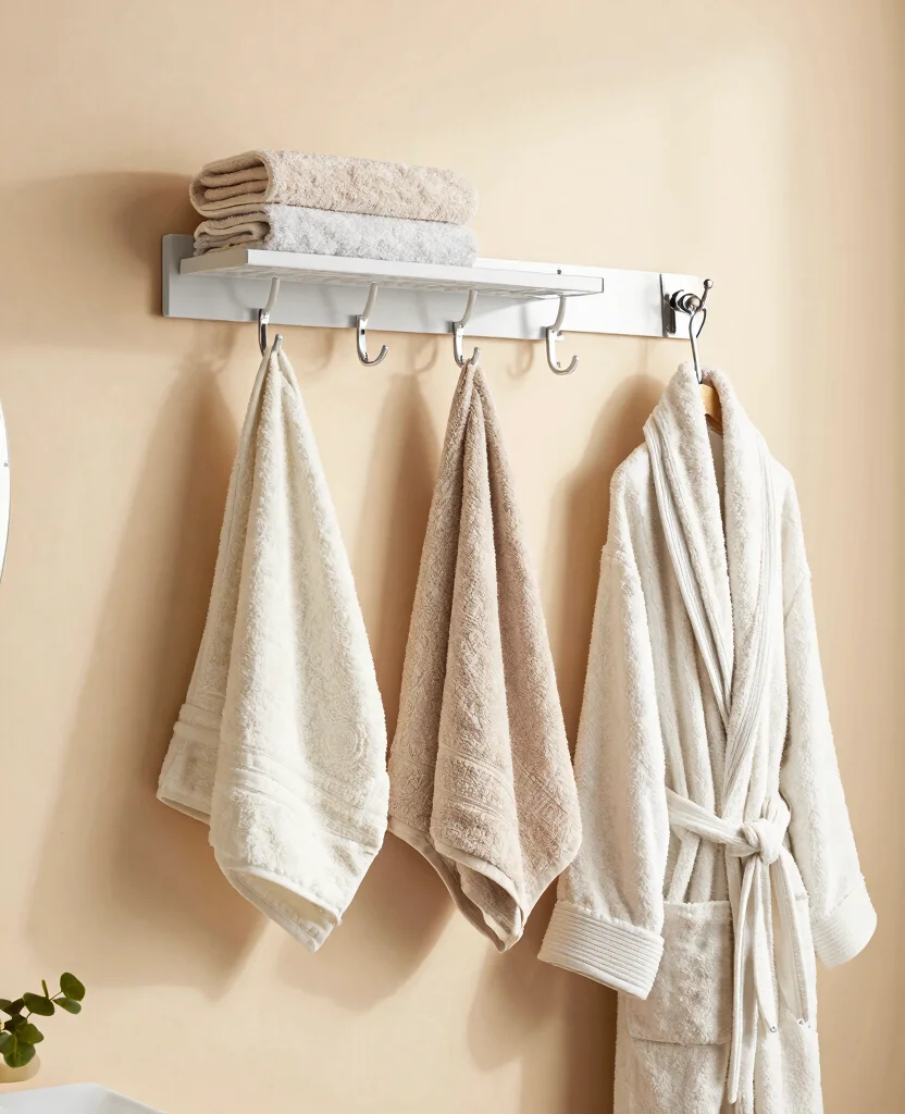 Transform Your Small Bathroom with Creative Storage Ideas for a Clutter-Free Oasis - 4. Hooks and Racks: Utilize Empty Walls 1