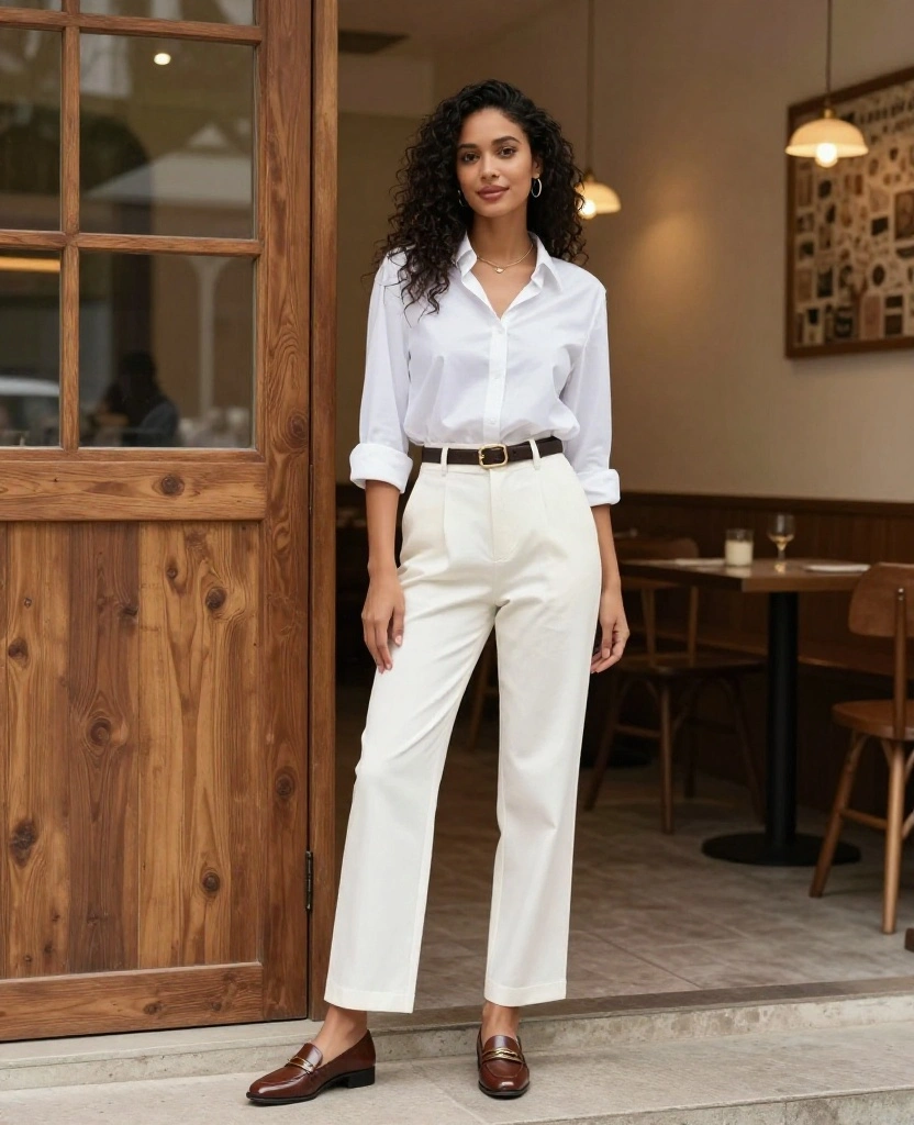 10 Stylish Scotland Outfits for August That Will Turn Heads! - 8. Classic White Shirt with Tailored Trousers 1