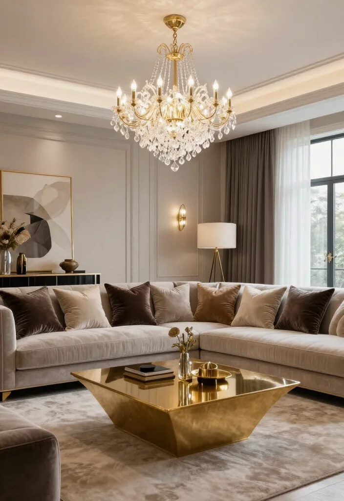 20 Stunning Living Room Decor Ideas That'll Transform Your Space Overnight! - 15. Add a Touch of Glam 1