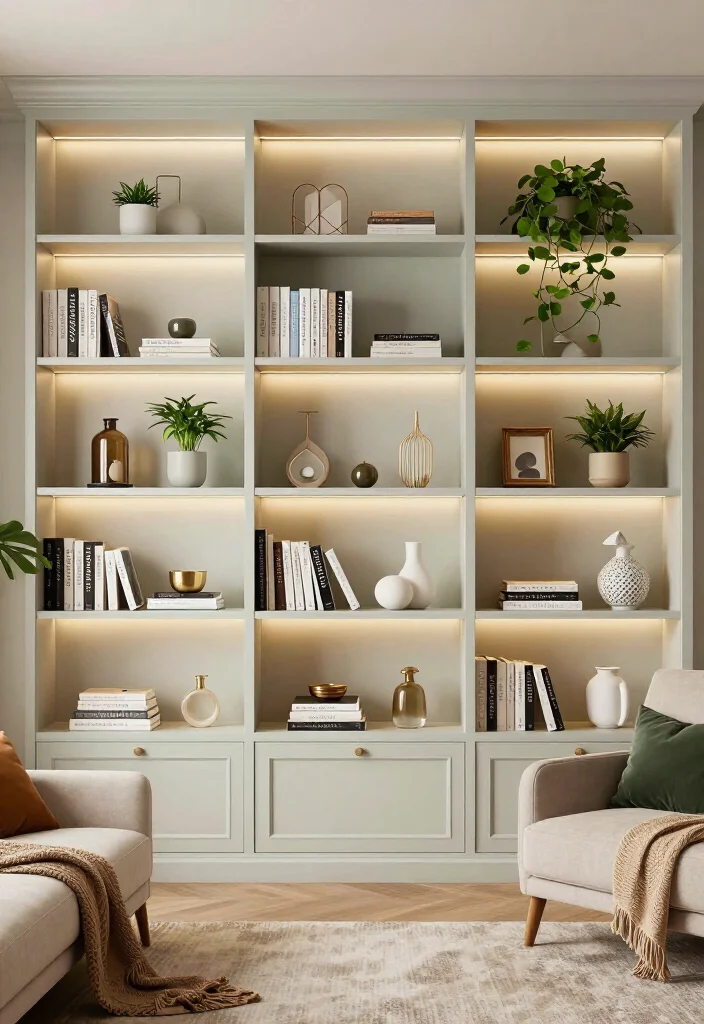 20 Stunning Living Room Decor Ideas That'll Transform Your Space Overnight! - 19. Opt for Built-In Shelving 1