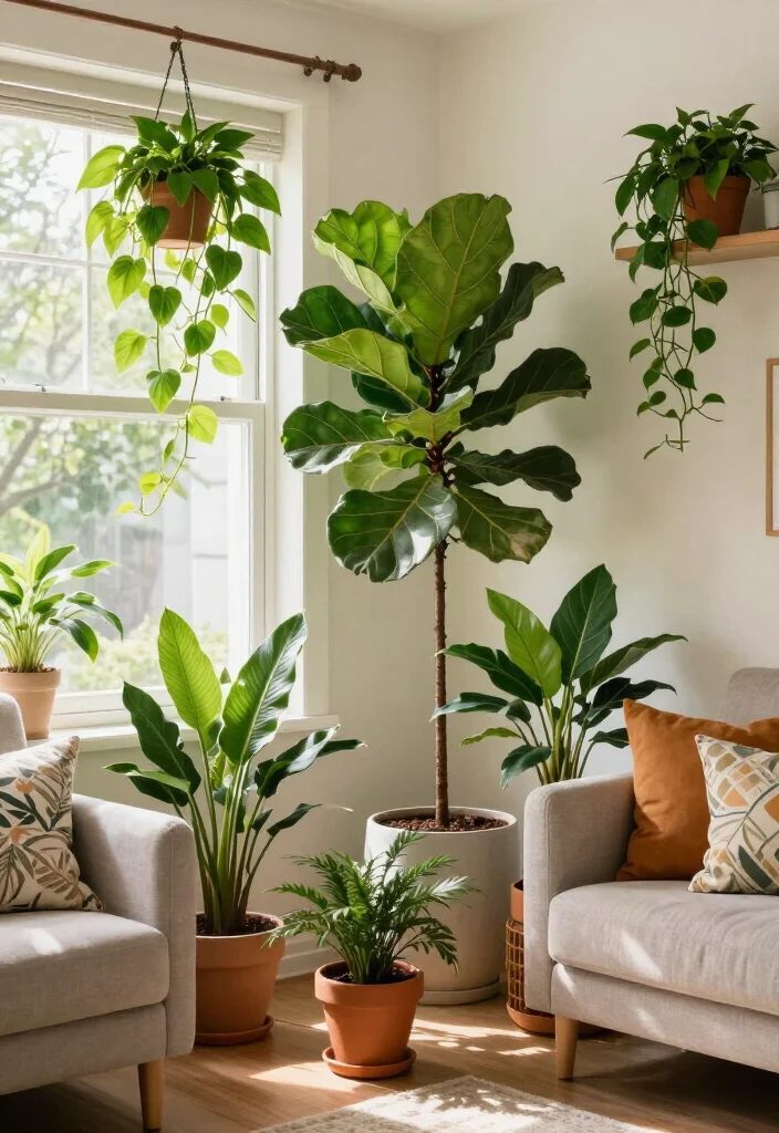 20 Stunning Living Room Decor Ideas That'll Transform Your Space Overnight! - 5. Integrate Indoor Plants 1