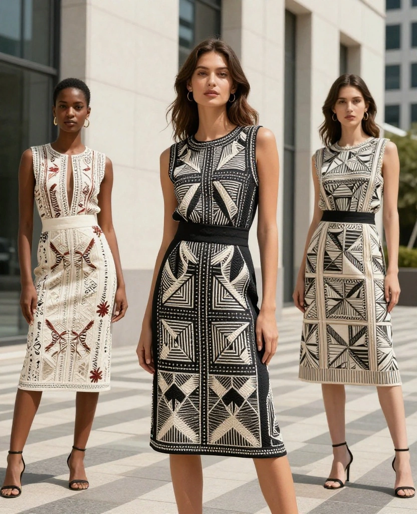 Transform Your Wardrobe with Stunning Skirt Embroidery Ideas to Try This Season - 2. Geometric Wonders 1