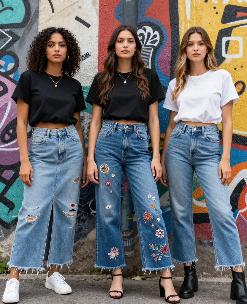 Transform Your Wardrobe with Stunning Skirt Embroidery Ideas to Try This Season - 7. Edge with Denim 1