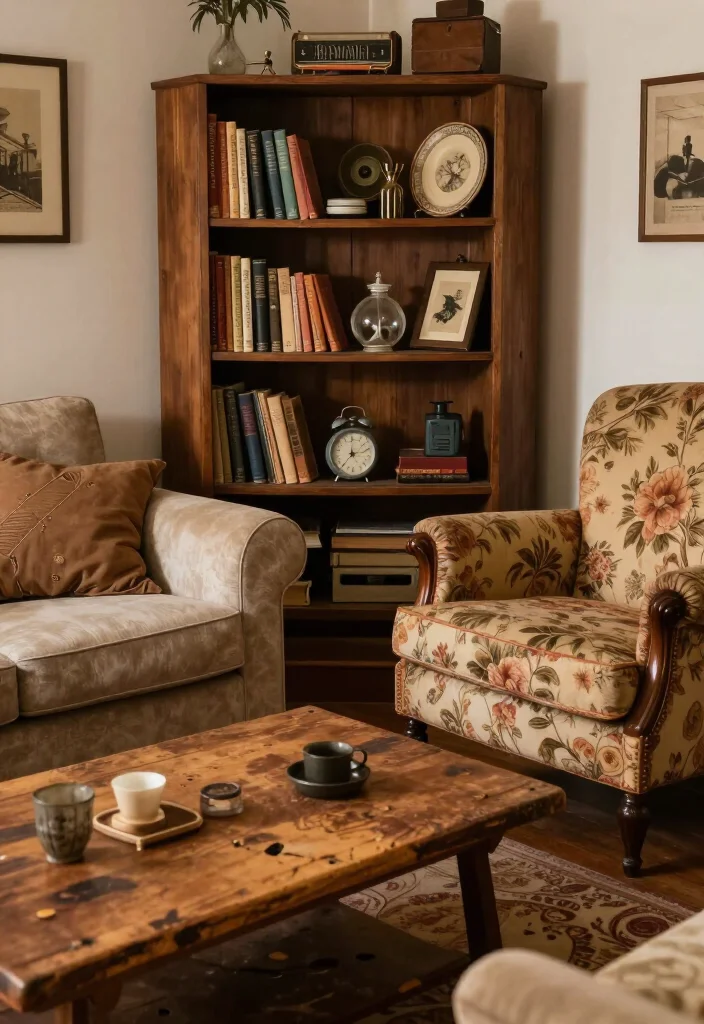 20 Cozy Living Room Ideas That'll Make You Want to Curl Up with a Book! - 11. Vintage Finds 1
