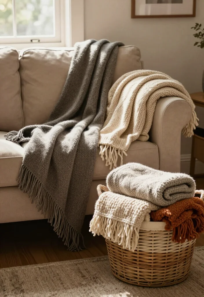 20 Cozy Living Room Ideas That'll Make You Want to Curl Up with a Book! - 19. Maximize Comfort with Throws 1