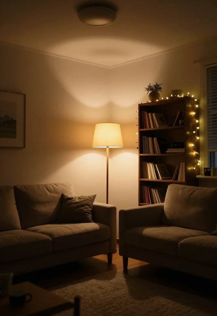 20 Cozy Living Room Ideas That'll Make You Want to Curl Up with a Book! - 4. Ambient Lighting 1